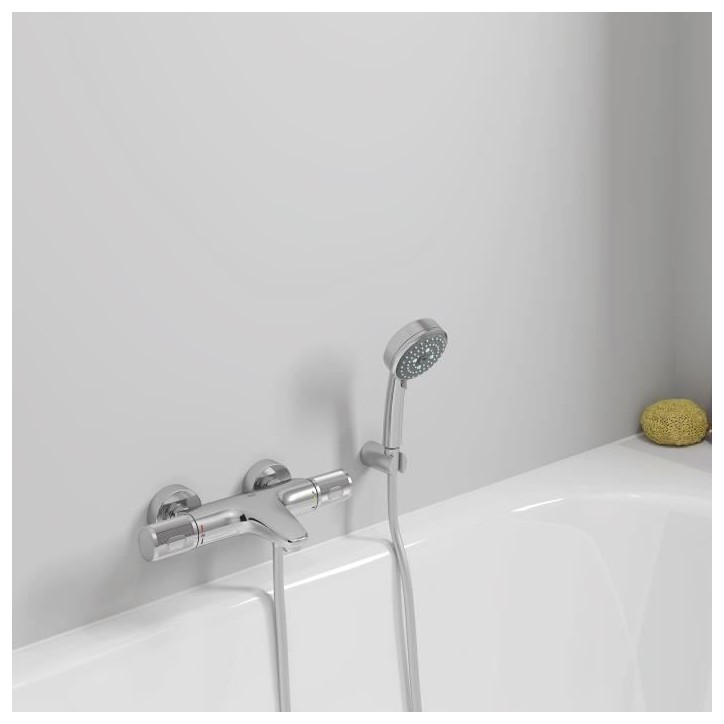 GROHE Mitigeur thermostatique douche Precision Feel, montage mural, indicateur de température, filtres intégrés, chromé, 347 GROHE Mitigeur thermostatique douche Precision Feel, montage mural, indicateur de température, filtres intégrés, chromé, 347