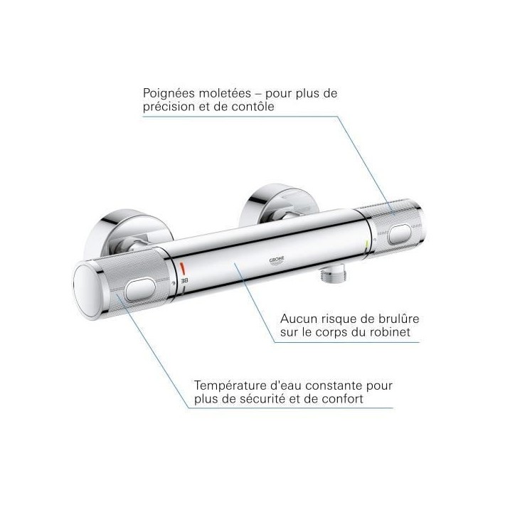 Mitigeur thermostatique Douche GROHE Precision Feel - Chromé - Economie d'eau - Métal Mitigeur thermostatique Douche GROHE Precision Feel - Chromé - Economie d'eau - Métal