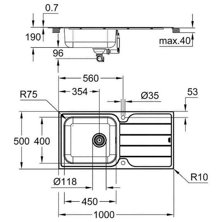 Evier - en acier inoxydable - inox - GROHE