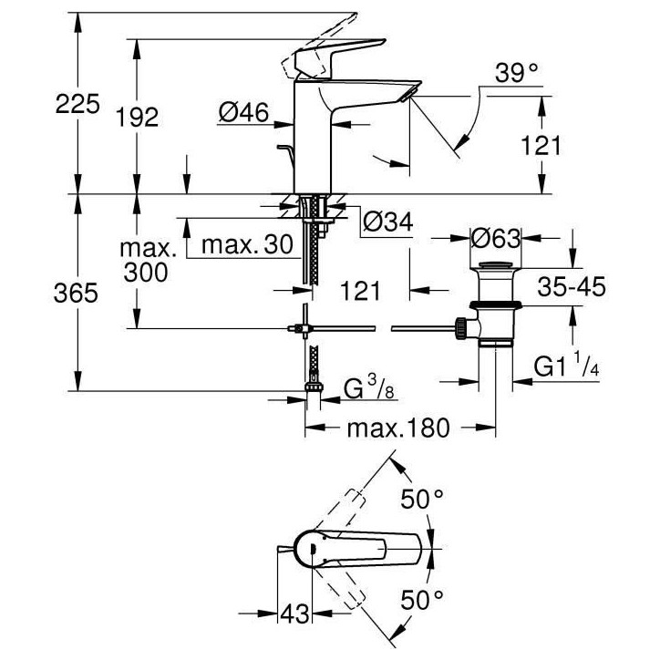 Mitigeur monocommande Lavabo GROHE - Taille M - Finition Chromé - Economie d'eau - Garantie 5 ans Mitigeur monocommande Lavabo GROHE - Taille M - Finition Chromé - Economie d'eau - Garantie 5 ans