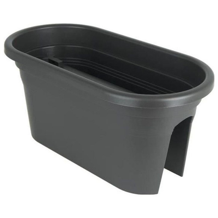 ARTEVASI Jardiniere pour balcon VENEZIA - Gris anthracite - 30 x 60 x H 27 cm - 18L ARTEVASI Jardiniere pour balcon VENEZIA - Gris anthracite - 30 x 60 x H 27 cm - 18L
