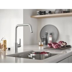 Mitigeur monocommande Evier - GROHE - Supersteel - Pivotant - Hauteur