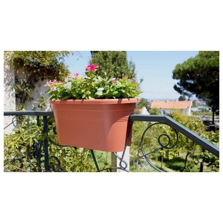 ARTEVASI Jardiniere pour balcon VENEZIA - Gris anthracite - 30 x 60 x H 27 cm - 18L ARTEVASI Jardiniere pour balcon VENEZIA - Gris anthracite - 30 x 60 x H 27 cm - 18L
