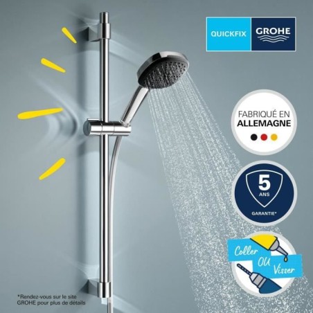 Ensemble de douche avec pommeau 2 jets, barre et flexible - GROHE Vitalio Comfort 110 26398001 - Sélection facile - Economie d'