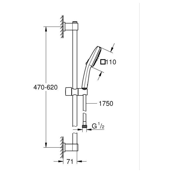 Ensemble de douche avec pommeau 2 jets, barre et flexible - GROHE Vitalio Comfort 110 26398001 - Sélection facile - Economie d' Ensemble de douche avec pommeau 2 jets, barre et flexible - GROHE Vitalio Comfort 110 26398001 - Sélection facile - Economie d'