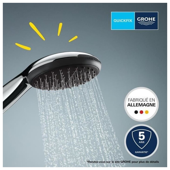 Pommeau de douche - GROHE Vitalio Start 110 27940001 - 1 jet Pluie - Economie d'eau - Procédé anti-calcaire - Chromé Pommeau de douche - GROHE Vitalio Start 110 27940001 - 1 jet Pluie - Economie d'eau - Procédé anti-calcaire - Chromé