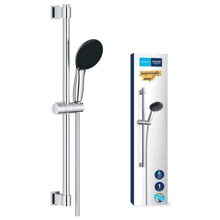 Ensemble de douche avec pommeau 1 jet, barre 60cm et flexible 1,75m - GROHE Vitalio Start 110 27942001 - Economie d'eau - Chrom Ensemble de douche avec pommeau 1 jet, barre 60cm et flexible 1,75m - GROHE Vitalio Start 110 27942001 - Economie d'eau - Chrom
