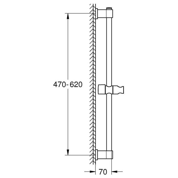 Barre de douche - GROHE Vitalio Universal 27724001 - 60cm - Ø 22 mm - Fixation supérieure réglable - A coller ou a visser - C