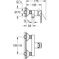 Mitigeur monocommande Douche - GROHE - Finition Chromé - Economie d'e