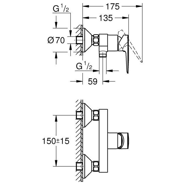 Mitigeur monocommande Douche - GROHE - Finition Chromé - Economie d'eau - Garantie 5 ans Mitigeur monocommande Douche - GROHE - Finition Chromé - Economie d'eau - Garantie 5 ans