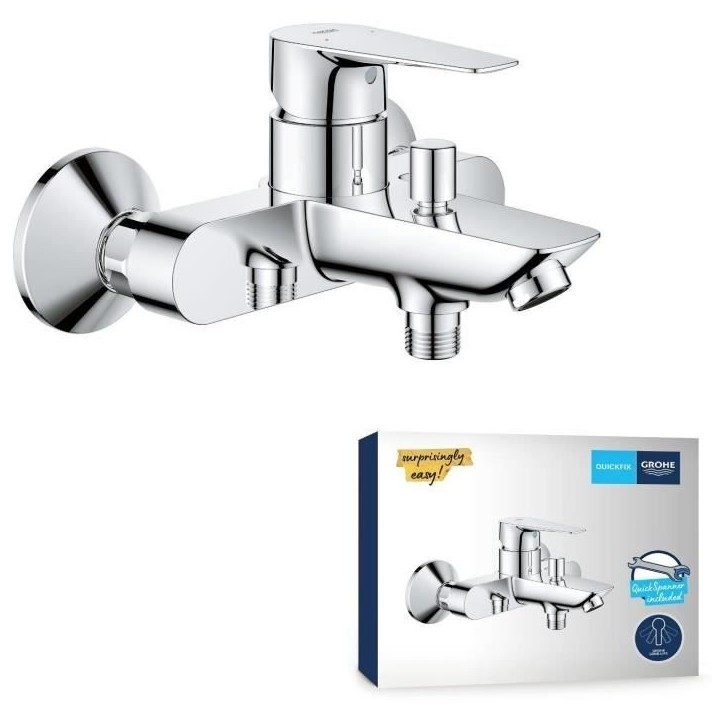 Mitigeur monocommande Bain / Douche - GROHE - Start Edge - Chromé - Economie d'eau - Garantie 5 ans Mitigeur monocommande Bain / Douche - GROHE - Start Edge - Chromé - Economie d'eau - Garantie 5 ans