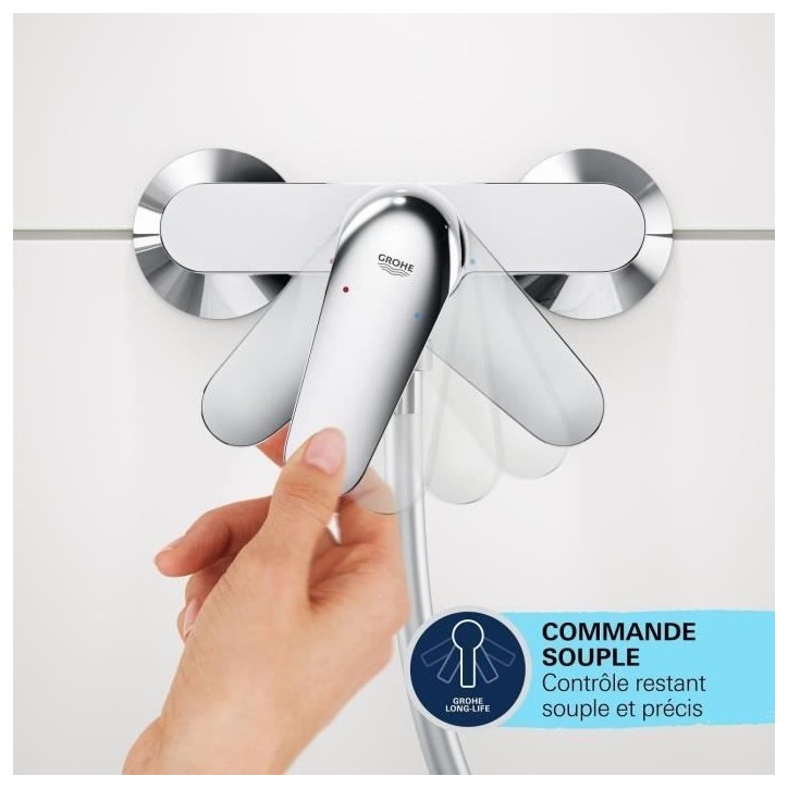 Mitigeur monocommande Bain / Douche - GROHE - Start Edge - Chromé - Economie d'eau - Garantie 5 ans Mitigeur monocommande Bain / Douche - GROHE - Start Edge - Chromé - Economie d'eau - Garantie 5 ans