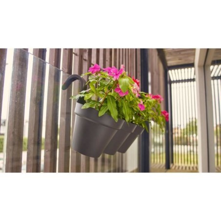 ARTEVASI Pot de fleurs pour balcon CAPRI Individ - Gris anthracite - 11L - 30,5 x 54 x H 28 cm