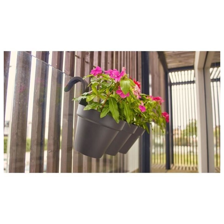 ARTEVASI Pot de fleurs pour balcon CAPRI Individ - Gris anthracite - 11L - 30,5 x 54 x H 28 cm ARTEVASI Pot de fleurs pour balcon CAPRI Individ - Gris anthracite - 11L - 30,5 x 54 x H 28 cm