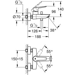 Mitigeur Bain / Douche Start - GROHE - 24206002 - Inverseur automatiqu