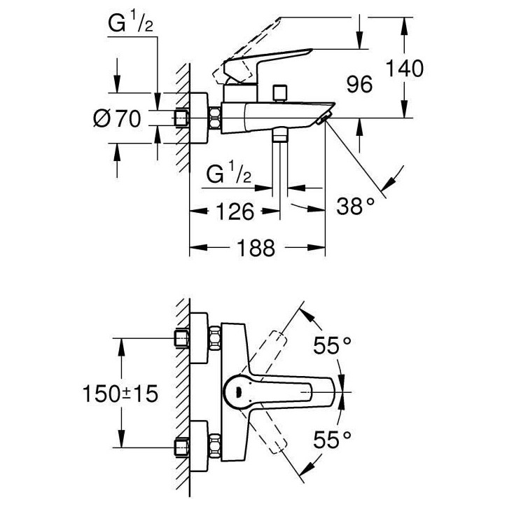 Mitigeur Bain / Douche Start - GROHE - 24206002 - Inverseur automatique - Mousseur économique - Chromé Mitigeur Bain / Douche Start - GROHE - 24206002 - Inverseur automatique - Mousseur économique - Chromé