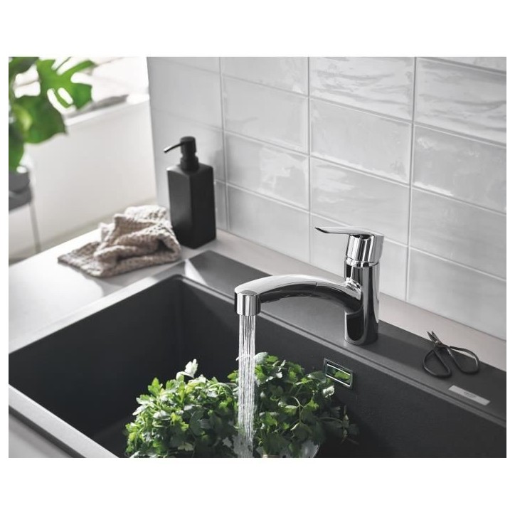 GROHE QUICKFIX Start Robinet de cuisine évier, douchette extractible, inverseur 2 jets, rotation 90°, 30531001