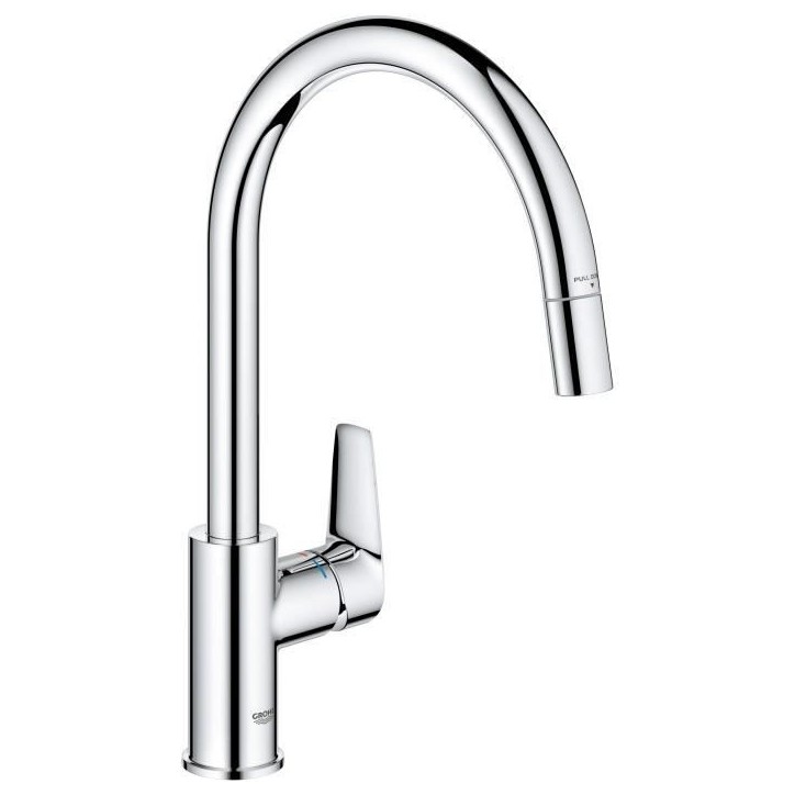 Robinet de cuisine - Mitigeur monocommande évier - Chromé - Bec haut en C - Mousseur extractible - GROHE StartEdge - 30550000