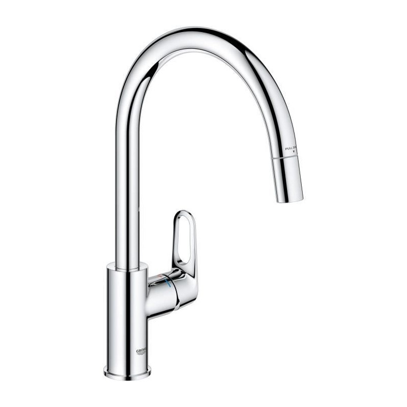 Robinet de cuisine - Chromé - Bec haut en C - Mousseur extractible - Robinet de cuisine - Chromé - Bec haut en C - Mousseur extractible -