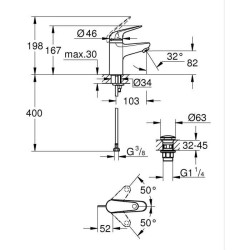 Mitigeur monocommande - GROHE - 24319001 - Lavabo Swift - Avec sécuri