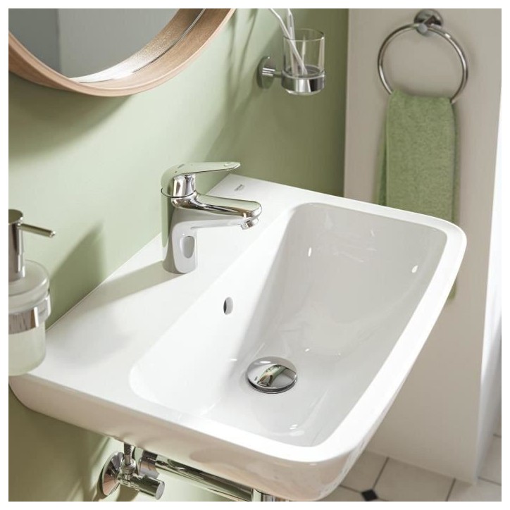 Mitigeur monocommande lavabo - GROHE Swift - 24323001 - Chromé - Taille S - Ouverture Eau Froide - Economie d'eau - Vidage clic