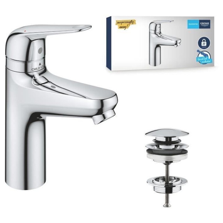 Mitigeur monocommande - GROHE - 24327001 - Lavabo Swift - Avec sécurité enfant - Taille M Mitigeur monocommande - GROHE - 24327001 - Lavabo Swift - Avec sécurité enfant - Taille M