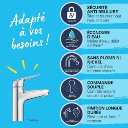 Mitigeur monocommande - GROHE - 24327001 - Lavabo Swift - Avec sécuri