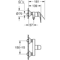 Mitigeur monocommande douche - GROHE Swift - 24333001 - Chromé - Mont