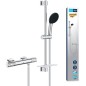 Ensemble de douche avec mitigeur thermostatique, pommeau 3 jets, barre 60cm et flexible - GROHE 34791001 - Economie d'eau - Chro Ensemble de douche avec mitigeur thermostatique, pommeau 3 jets, barre 60cm et flexible - GROHE 34791001 - Economie d'eau - Chro