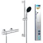 Ensemble de douche avec mitigeur thermostatique, pommeau 1 jet, barre 60cm et flexible - GROHE 34597001 - Economie d'eau - Chrom Ensemble de douche avec mitigeur thermostatique, pommeau 1 jet, barre 60cm et flexible - GROHE 34597001 - Economie d'eau - Chrom
