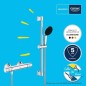 Ensemble de douche avec mitigeur thermostatique, pommeau 1 jet, barre 60cm et flexible - GROHE 34597001 - Economie d'eau - Chrom Ensemble de douche avec mitigeur thermostatique, pommeau 1 jet, barre 60cm et flexible - GROHE 34597001 - Economie d'eau - Chrom