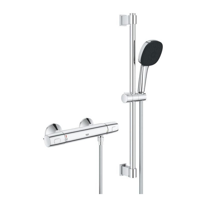 Ensemble de douche avec mitigeur thermostatique, pommeau 3 jets, barre Ensemble de douche avec mitigeur thermostatique, pommeau 3 jets, barre