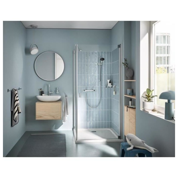 Ensemble de douche avec mitigeur thermostatique, pommeau 1 jet, barre 60cm et flexible - GROHE 34800001 - Economie d'eau - Chrom Ensemble de douche avec mitigeur thermostatique, pommeau 1 jet, barre 60cm et flexible - GROHE 34800001 - Economie d'eau - Chrom