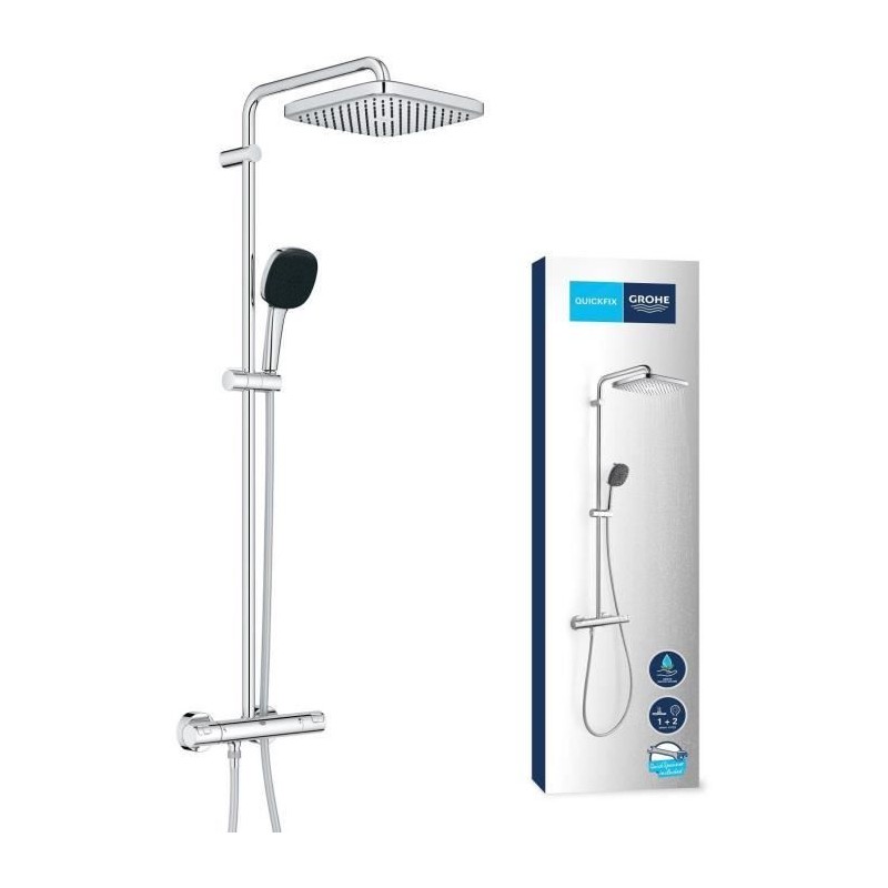 Colonne de douche avec mitigeur thermostatique - Economie d'eau - GROH