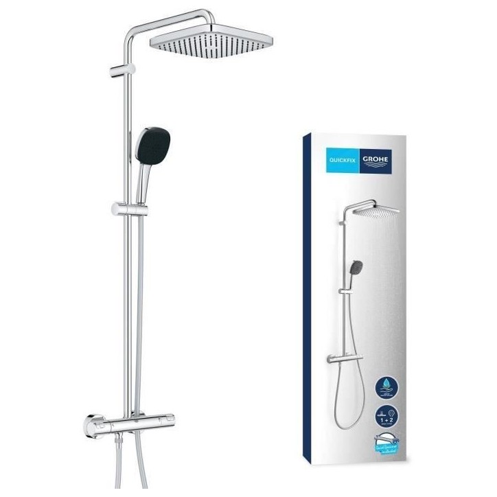 Colonne de douche avec mitigeur thermostatique - Economie d'eau - GROHE Vitalio Comfort 250 - Chromé - 26696001 Colonne de douche avec mitigeur thermostatique - Economie d'eau - GROHE Vitalio Comfort 250 - Chromé - 26696001
