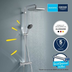 Colonne de douche avec mitigeur thermostatique - Economie d'eau - GROH