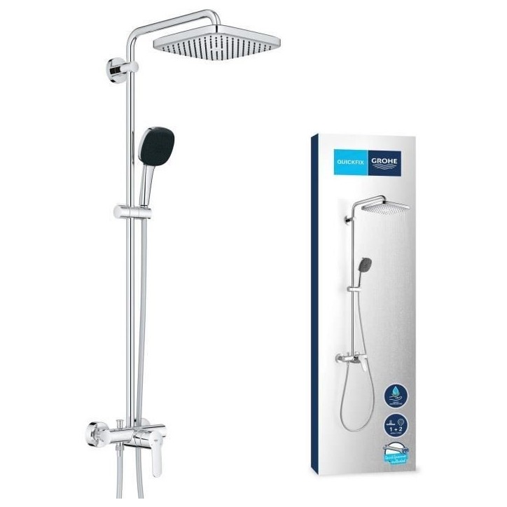 Colonne de douche avec mitigeur monocommande - Economie d'eau - GROHE Vitalio Comfort 250 - Chromé - 26985001