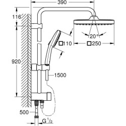 Colonne de douche avec inverseur manuel - Economie d'eau - GROHE Vital