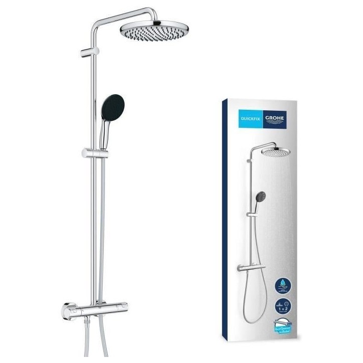 Colonne de douche avec mitigeur thermostatique - Economie d'eau - GROHE Vitalio Start System 250 - Chromé - 26677001 Colonne de douche avec mitigeur thermostatique - Economie d'eau - GROHE Vitalio Start System 250 - Chromé - 26677001