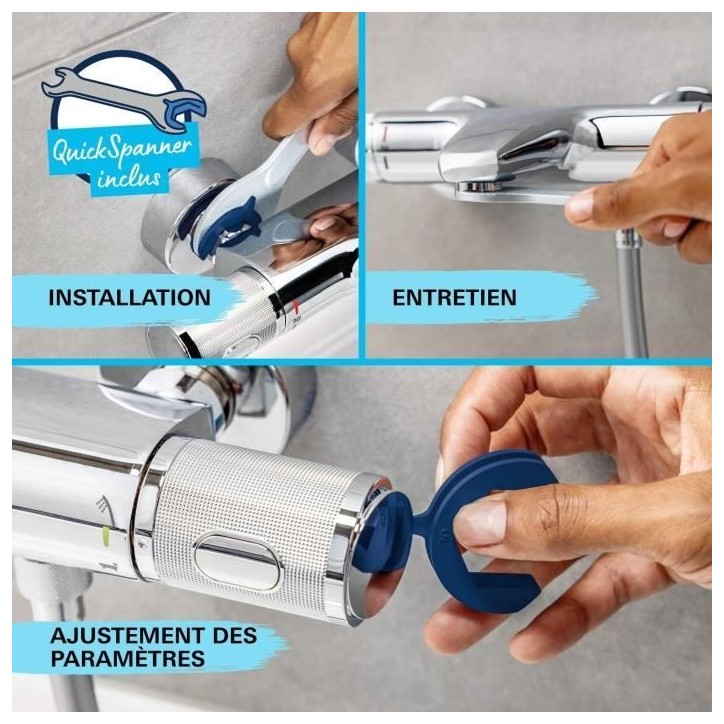 Colonne de douche avec mitigeur thermostatique - Economie d'eau - GROHE Vitalio Start System 250 - Chromé - 26677001 Colonne de douche avec mitigeur thermostatique - Economie d'eau - GROHE Vitalio Start System 250 - Chromé - 26677001