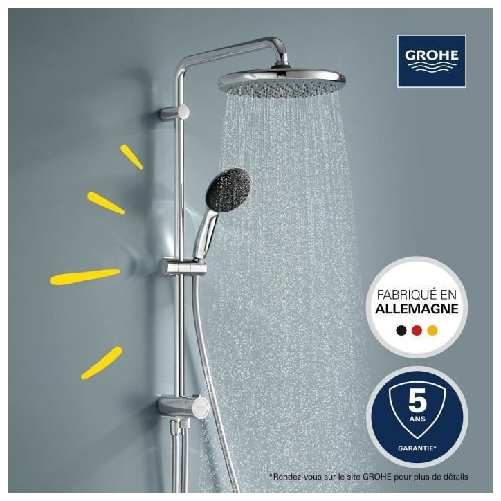 Colonne de douche avec inverseur manuel - Economie d'eau - GROHE Vitalio Start System 250 - Chromé - 26680001 Colonne de douche avec inverseur manuel - Economie d'eau - GROHE Vitalio Start System 250 - Chromé - 26680001