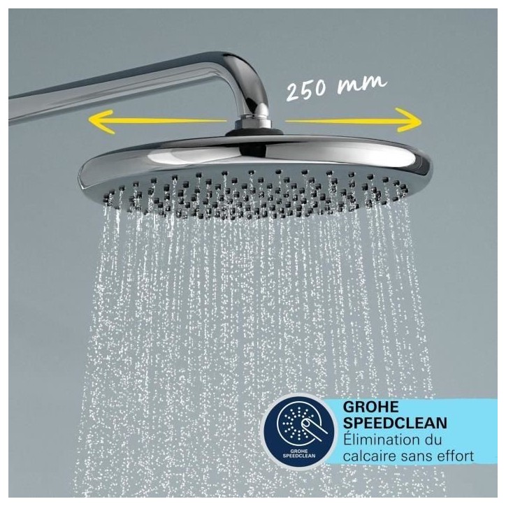 Colonne de douche avec inverseur manuel - Economie d'eau - GROHE Vitalio Start System 250 - Chromé - 26680001 Colonne de douche avec inverseur manuel - Economie d'eau - GROHE Vitalio Start System 250 - Chromé - 26680001