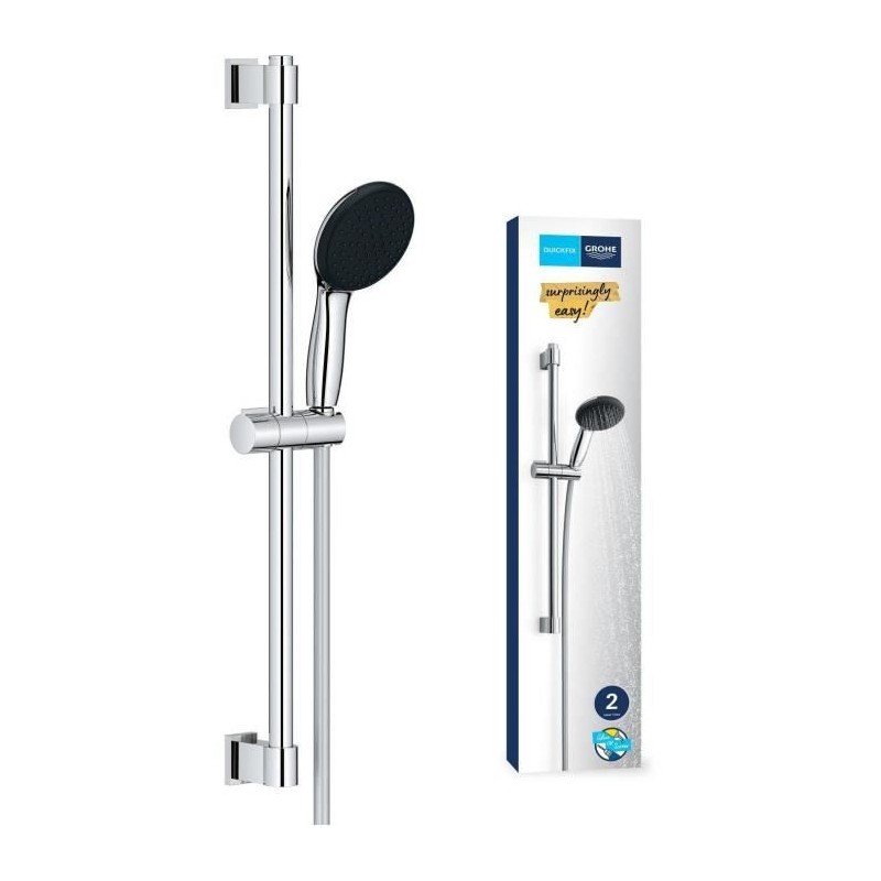 Ensemble de douche avec pommeau 2 jets, barre 60cm et flexible - GROHE
