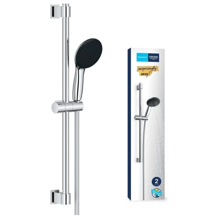 Ensemble de douche avec pommeau 2 jets, barre 60cm et flexible - GROHE Vitalio Start 110 26951001 - Economie d'eau - Chromé Ensemble de douche avec pommeau 2 jets, barre 60cm et flexible - GROHE Vitalio Start 110 26951001 - Economie d'eau - Chromé