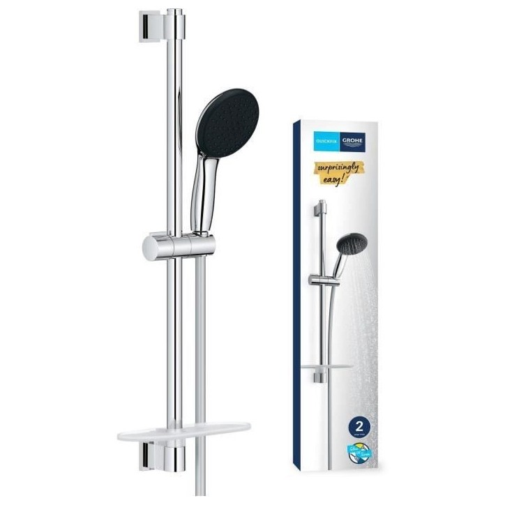 Ensemble de douche avec pommeau 2 jets, barre 60cm, flexible et tablette- GROHE Vitalio Start 110 26952001 - Economie d'eau - Ch Ensemble de douche avec pommeau 2 jets, barre 60cm, flexible et tablette- GROHE Vitalio Start 110 26952001 - Economie d'eau - Ch