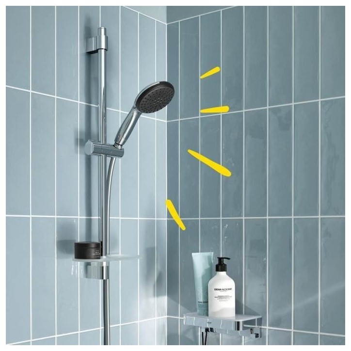 Ensemble de douche avec pommeau 2 jets, barre 60cm, flexible et tablette- GROHE Vitalio Start 110 26952001 - Economie d'eau - Ch Ensemble de douche avec pommeau 2 jets, barre 60cm, flexible et tablette- GROHE Vitalio Start 110 26952001 - Economie d'eau - Ch
