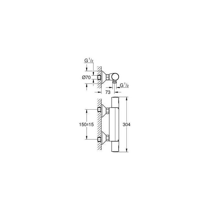 Mitigeur thermostatique douche - GROHE Precision Start - Noir mat - Economie d'eau Mitigeur thermostatique douche - GROHE Precision Start - Noir mat - Economie d'eau