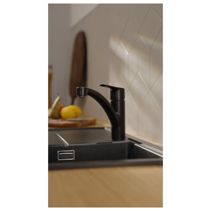 GROHE Start - 324412432 - Robinet de cuisine - Mitigeur monocommande évier - Noir mat - Bec bas - Rotation 140°