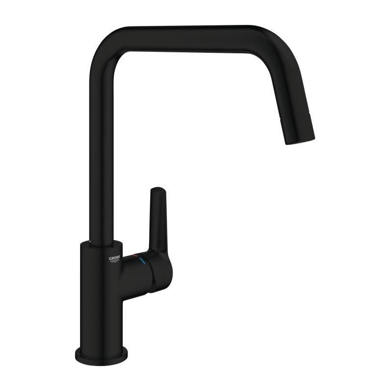 Robinet de cuisine - Mitigeur monocommande évier - Noir mat - Bec hau Robinet de cuisine - Mitigeur monocommande évier - Noir mat - Bec hau