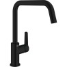 Robinet de cuisine - Mitigeur monocommande évier - Noir mat - Bec hau